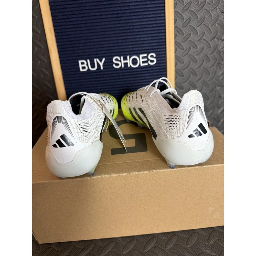 adidas Predator Elite FG Soccer Cleats White Black Green JI1082 Size 10 with Bag